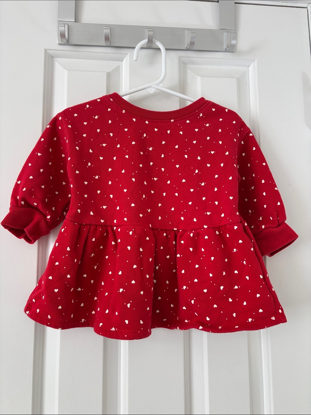 GAP Red Peplum Sweatshirt with White Heart Print
